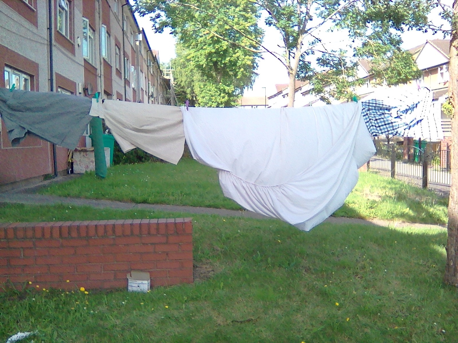 Clothes while on a wire having been washed in Nottingham, England
